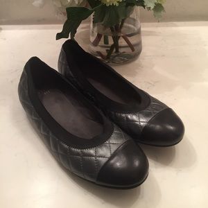 Stuart Weitzman Metallic with Black Accent Flats